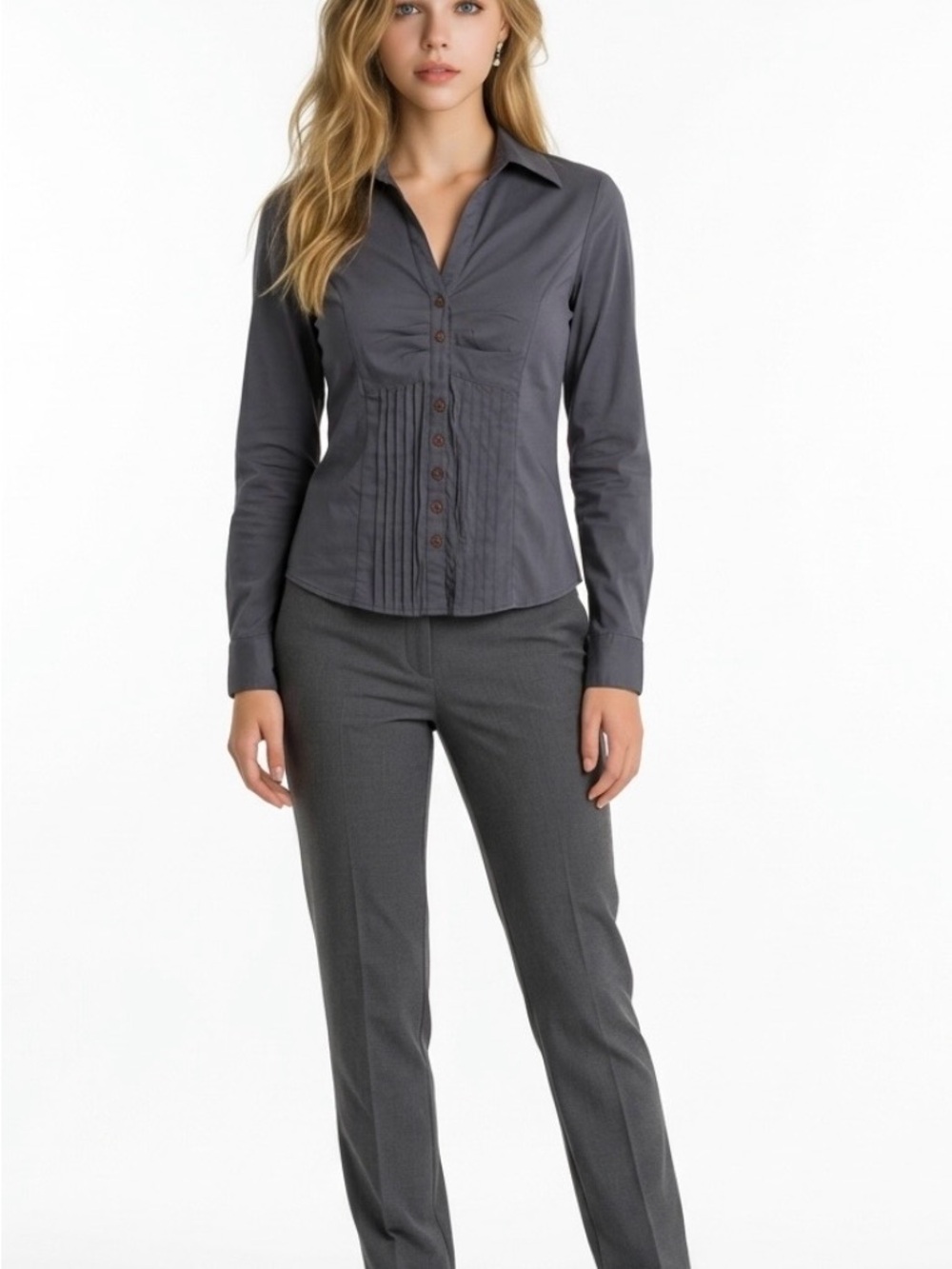 Classic Gray Button-Front Shirt